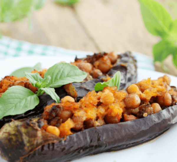 aubergines stuffed with chickpeas