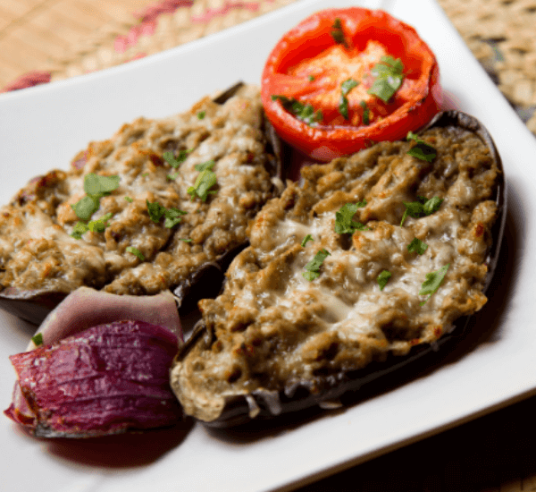 stuffed eggplants with pesto