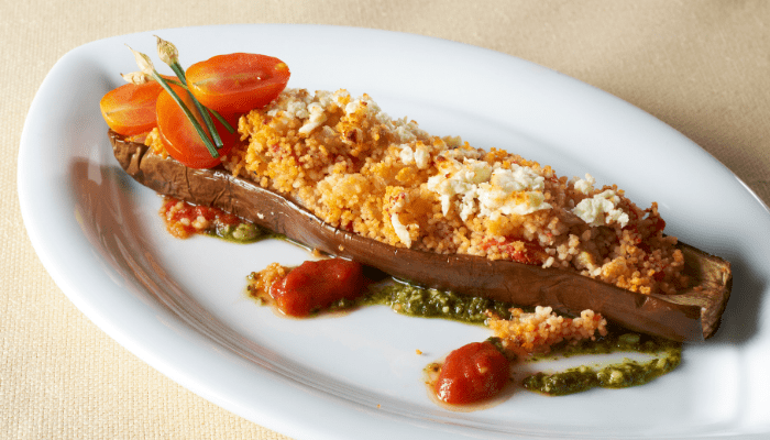 Aubergines stuffed with couscous